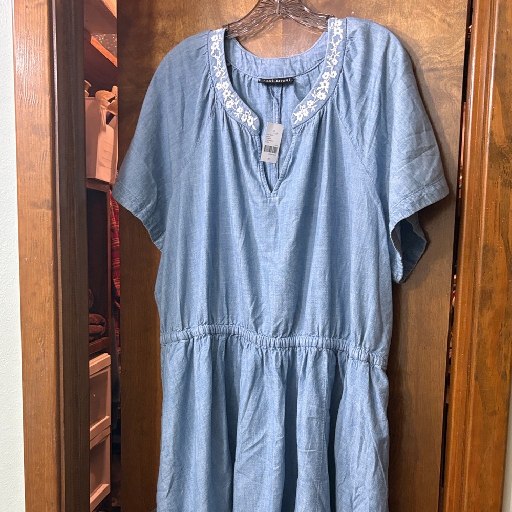 NWT Lane Bryant Light Blue Denim Mid Dress size 22